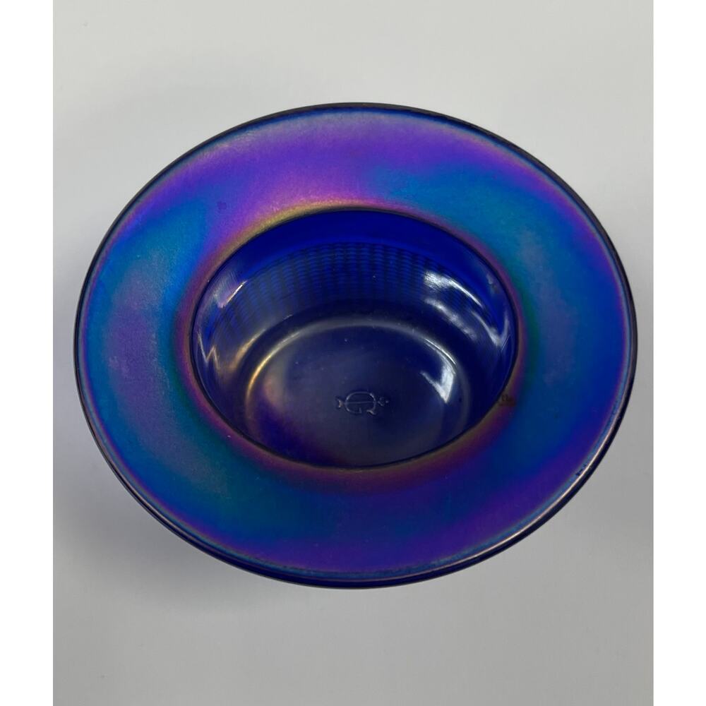 Iridescent Cobalt Blue Glass Top Hat Toothpick Holder. KK85 - Picture 5 of 6